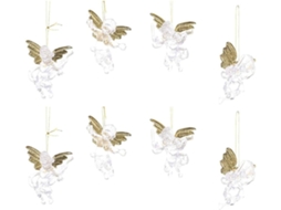 Pendentifs Suspendus Ange En Plastique Doré Para Decoração De Sapin De, Lote De 8 Peças Em 2 Paquet,