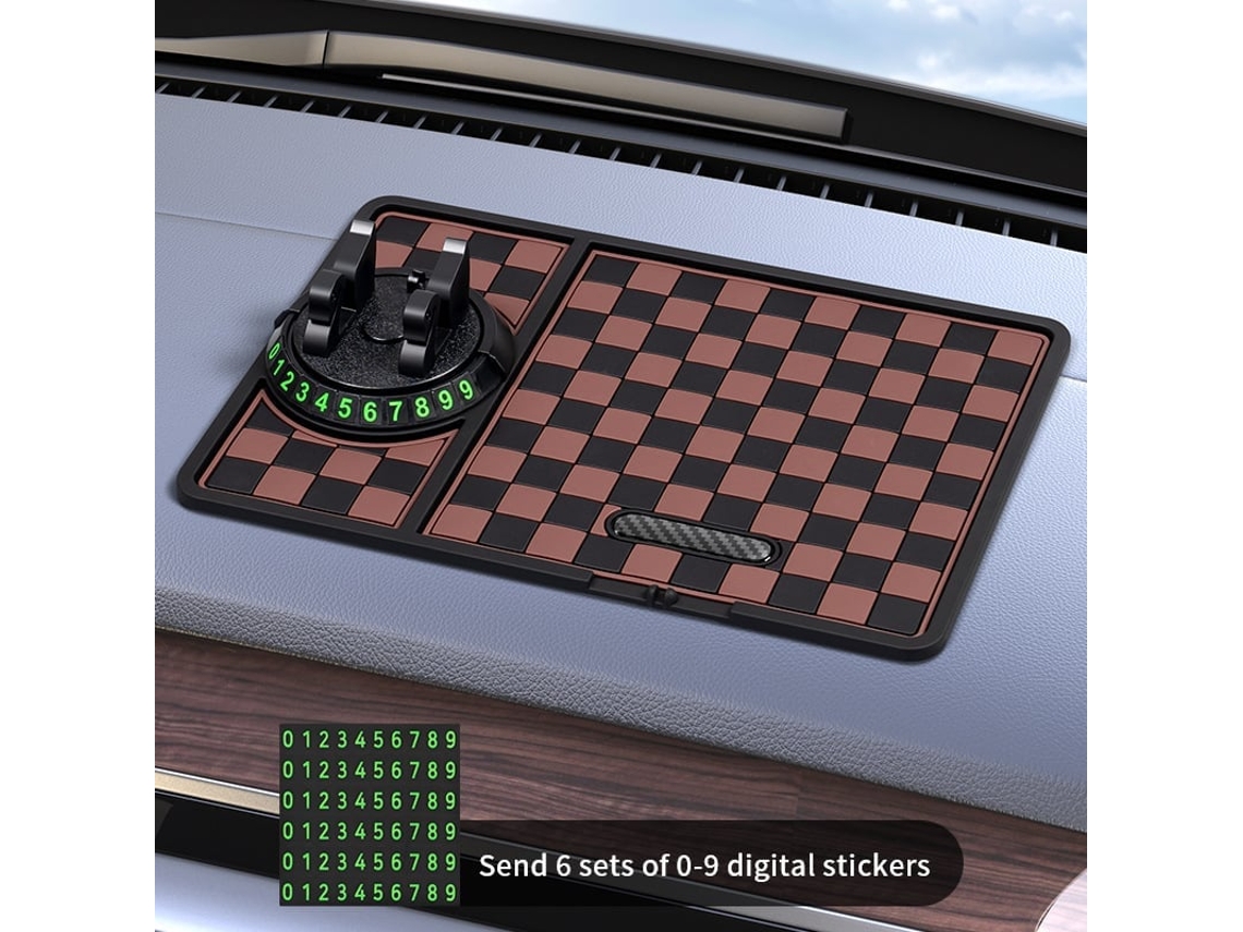 Tapete Anti derrapante Painel Carro Multifunção, Suporte Telemóvel 360° + Placa Estacionamento, Dimensões 26x18cm Acessórios Automóvel STELASPLEN