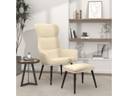 Vidaxl Cadeira De Descanso Com Banco Tecido Cor Creme
