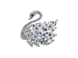 2026 broche Feminino em Forma de Cisne com Pedras de Rhinestone Retro Antideslizante para Bolsa, Blusa, Traje, Abrigo, Colar, Boné e Roupas