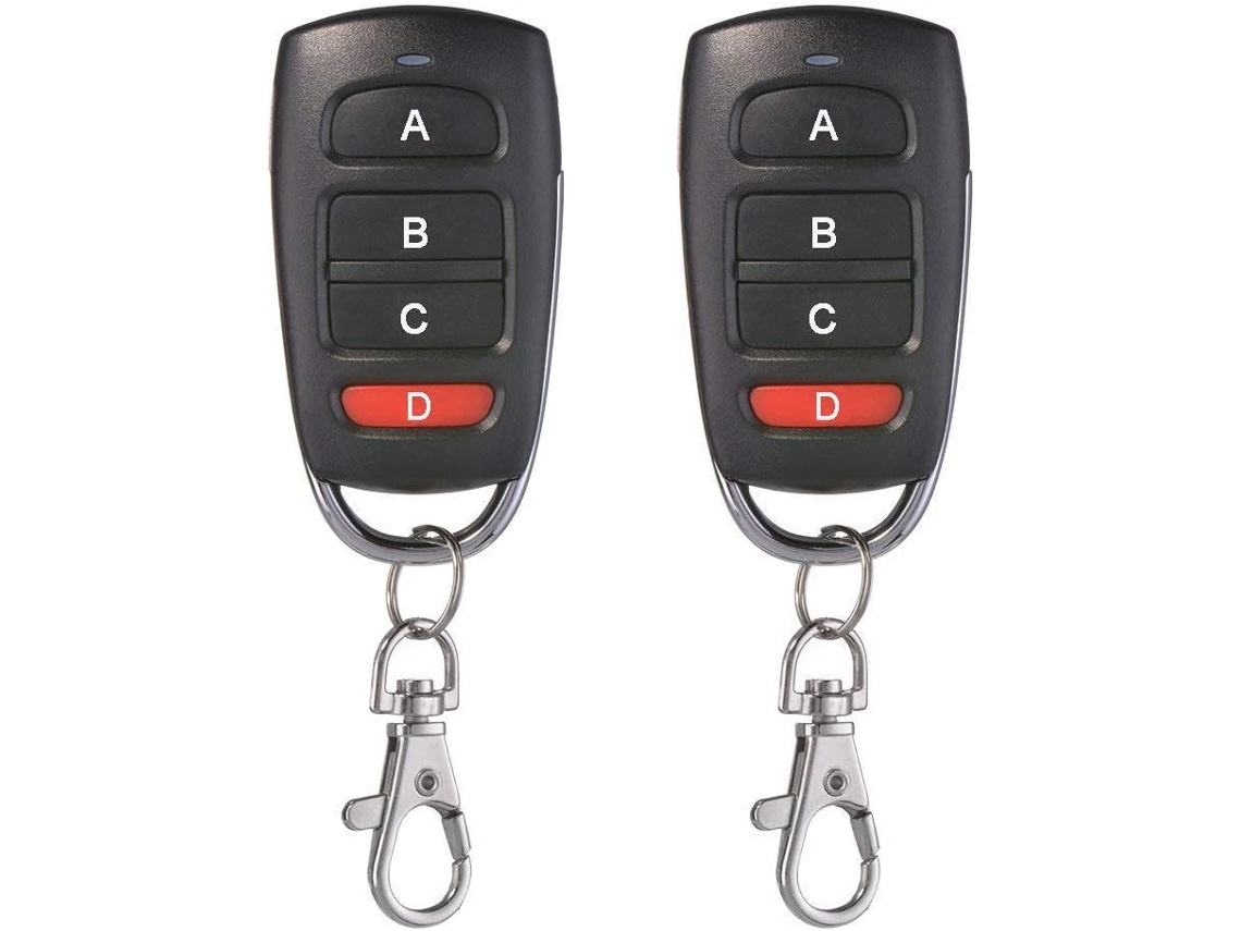 Pacote com 2 controles remotos universais de 433 MHz para portas de garagem, clonagem de 4 botões para portas de garagem elétricas, etc. Slowmoose