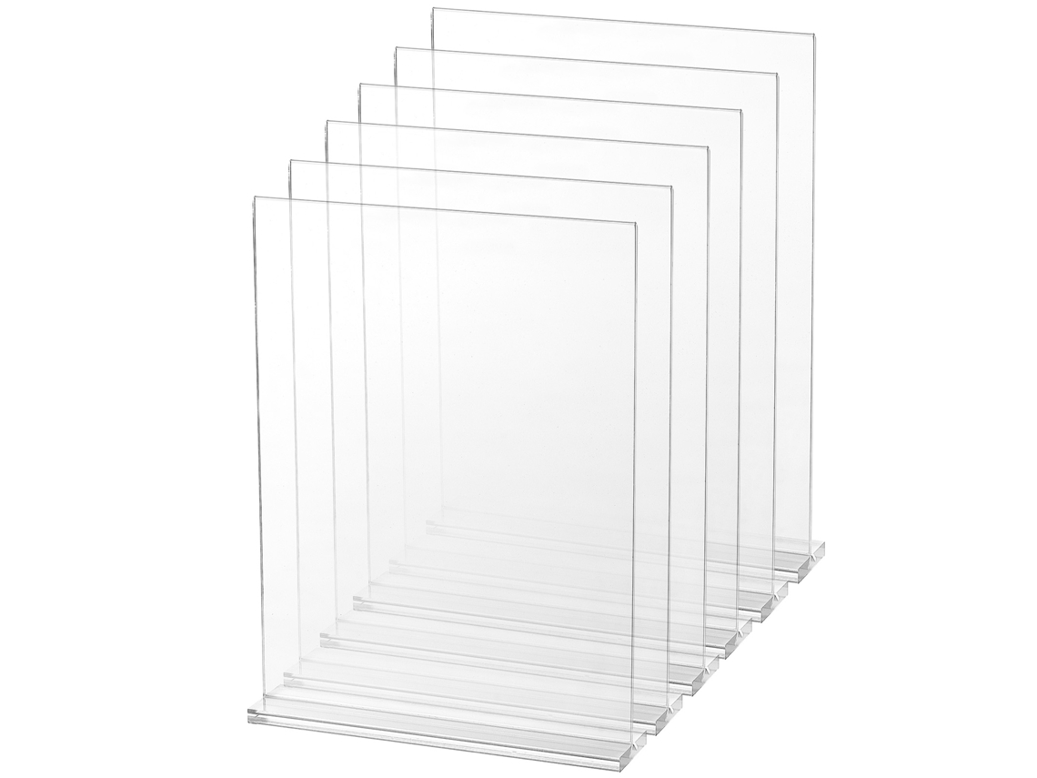 6 Unidades de Suporte Acrílico para Cartazes Suportes Exibição Folhetos 223,52 X 279,4 Mm Dupla Face em Forma T, Papel Fotográfico Restaurante,