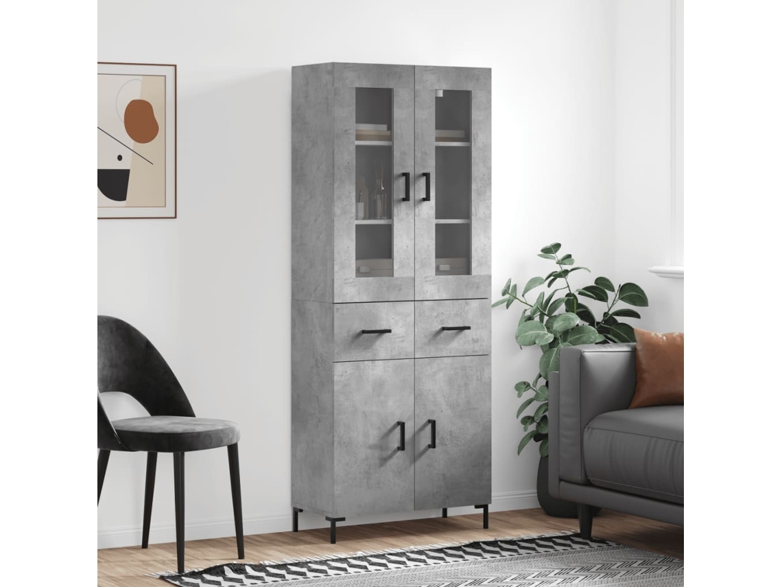 Vidaxl Armário Alto 69,5x34x180 Cm Derivados De Madeira Cinza Cimento