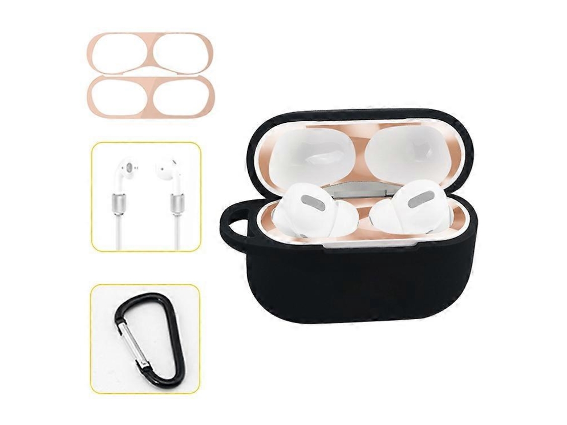 Capa de silicone para proteção de fones de ouvido AirPods Pro, sem necessidade de limpeza, com gancho e cordão antirriscos. GIECY