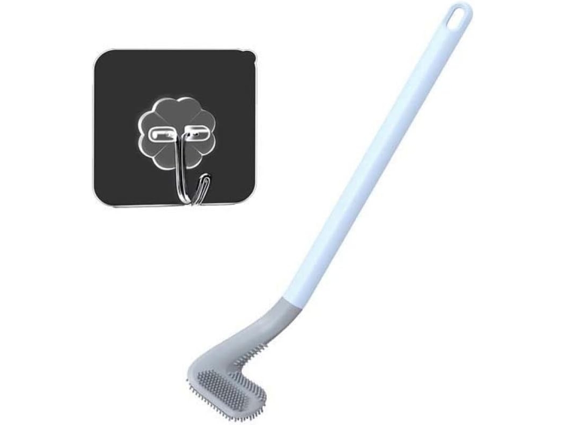 Escova de Vaso Sanitário Parede 3 em 1 com Suporte, Cerdas Silicone TPR, Limpeza de Pisos e Cantos | S/MARCA