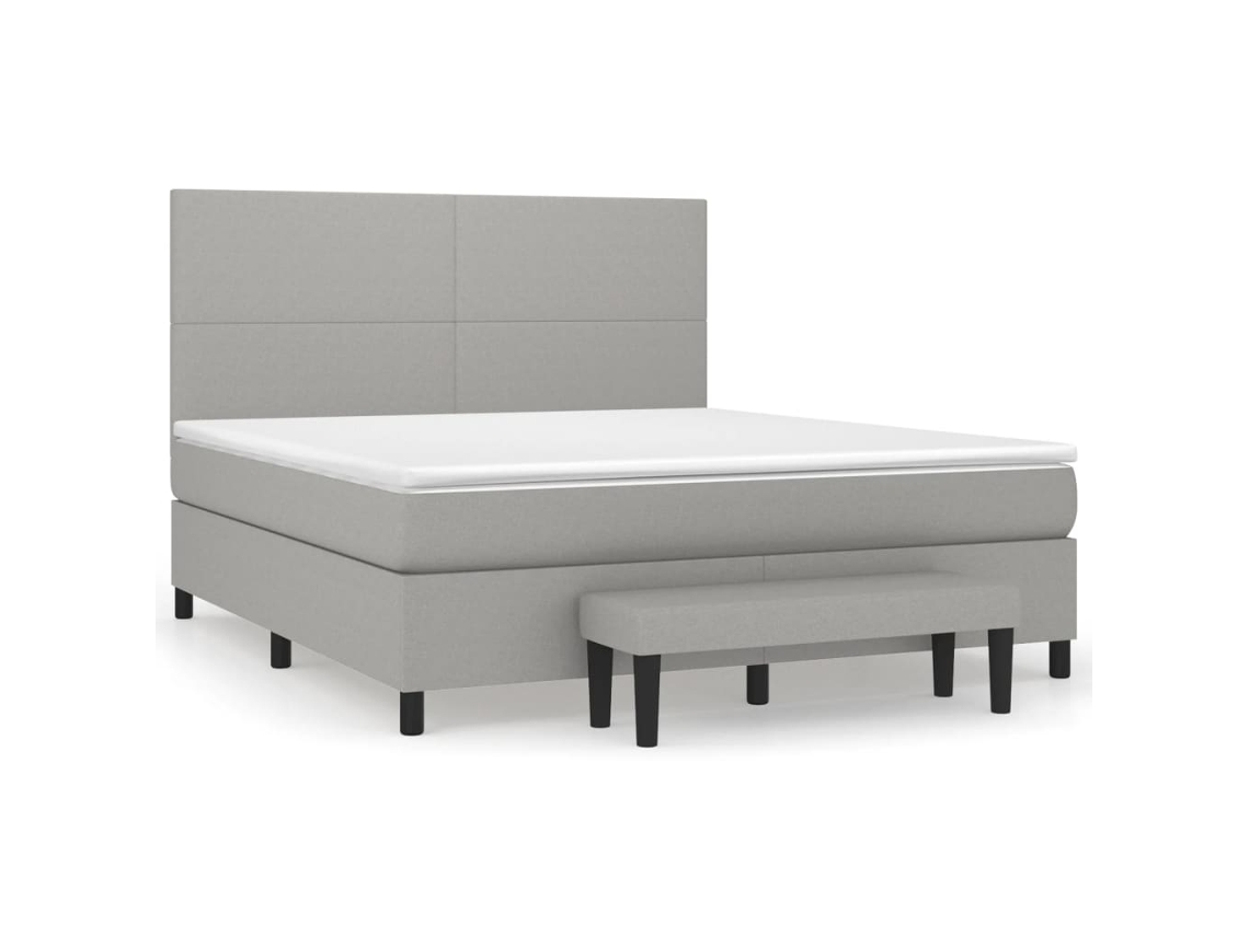Cama com Molas/Colchão 160x200 Cm em Tecido Cinzento Claro MAISON EXCLUSIVE