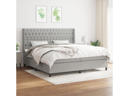 Vidaxl Cama com Molas/colchão 200x200 Cm Tecido Cinza claro