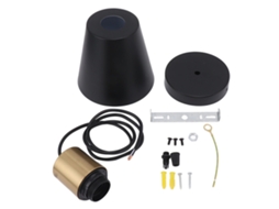 Luminária pendente industrial de metal preto moderna nórdica para lâmpada E26 E27 85‑265V | S/MARCA
