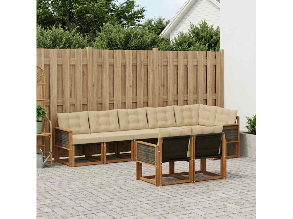 Vidaxl Conjunto De Sofás Para Exterior 8 Unid. Natural E Bege