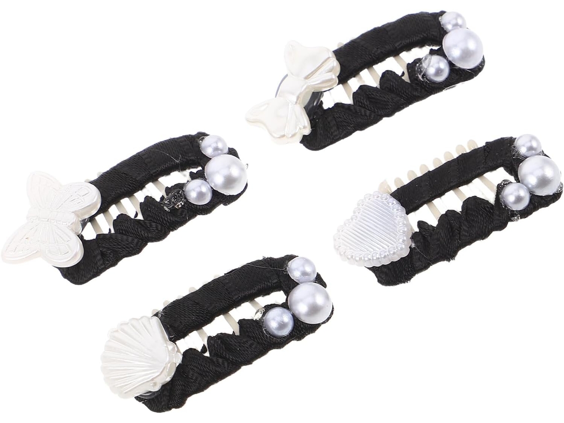 Conjunto De 4-presilhas Cabelo Estimação Com Design Asa E Garra, Decoradas Com Pérolas, Gatos, Cães E
