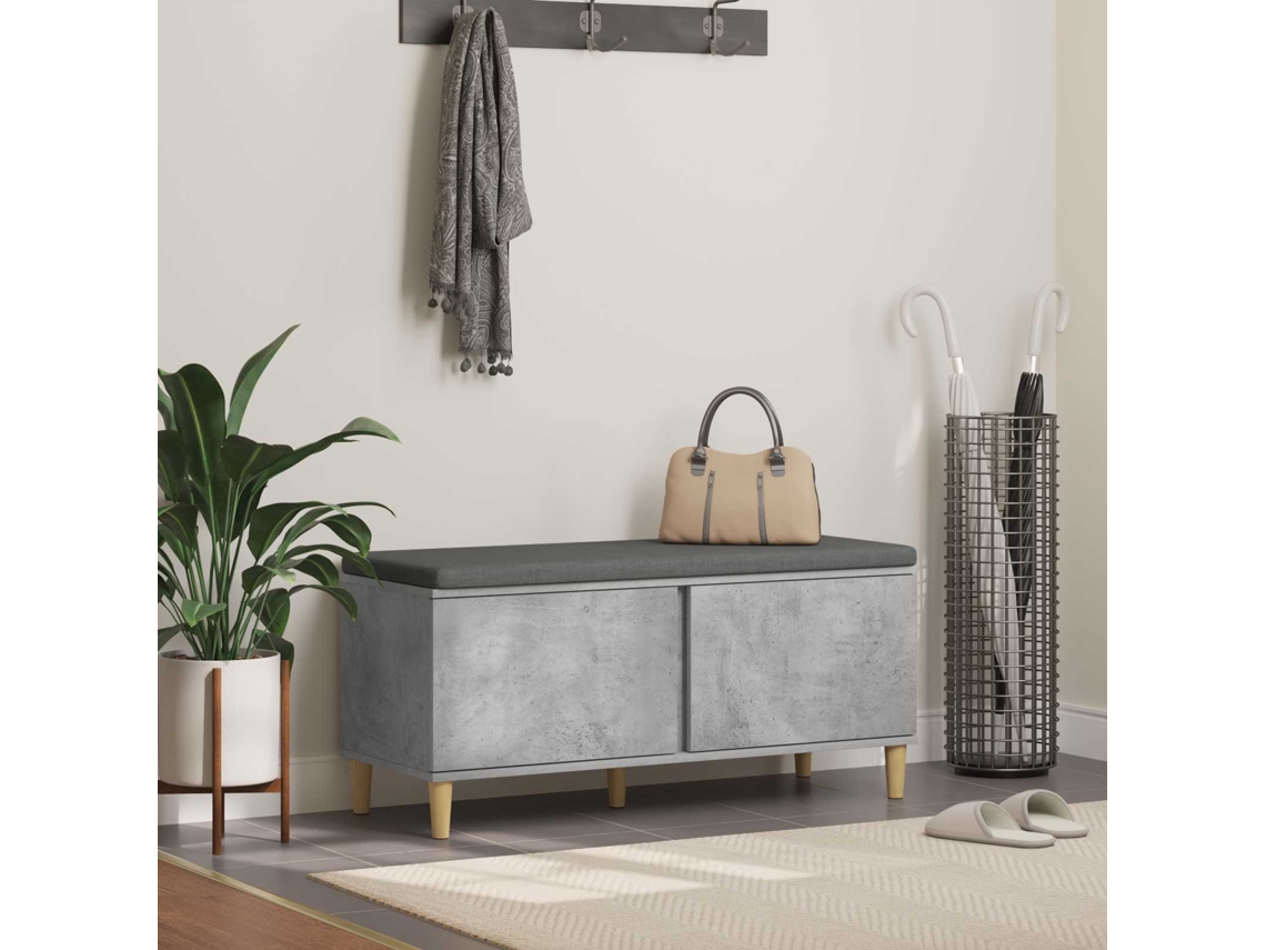 Vidaxl Banco De Hall Com Almofada Cinzento Concreto 100 X 38 X 46 Cm