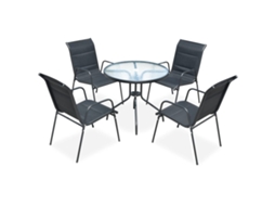 Vidaxl Conjunto de Jantar para Jardim 5 Pcs 80x71 Cm Aço Preto