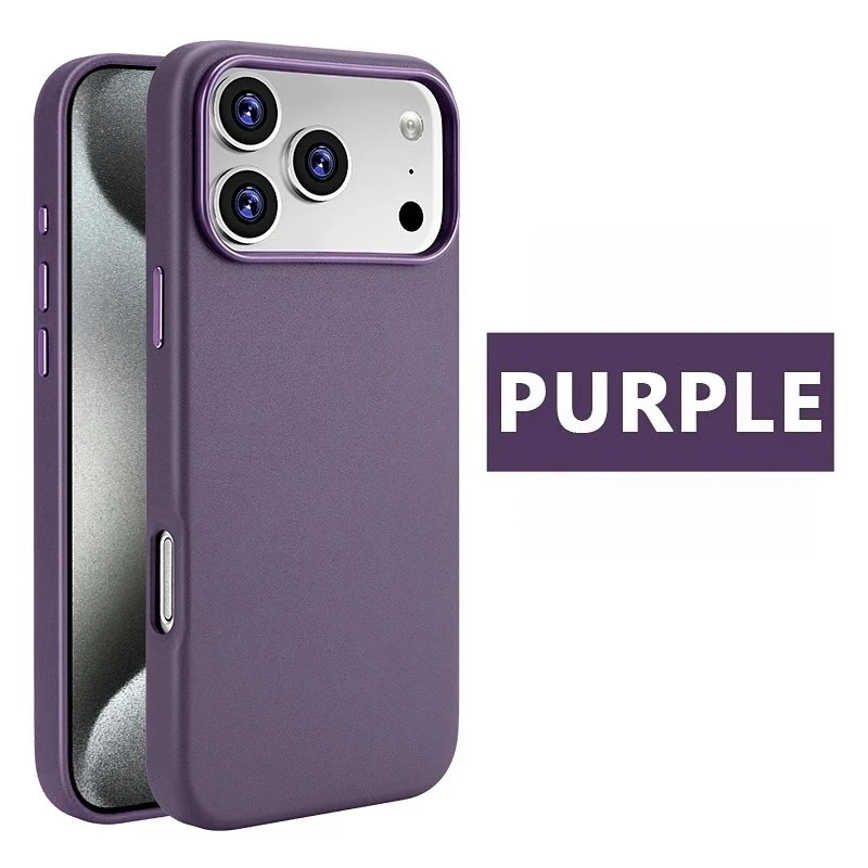 (roxo, Iphone 14) Capa De Celular Premium Em Couro Genuíno Com Forte Adsorção Magnética Para Carregamento Sem Fio.