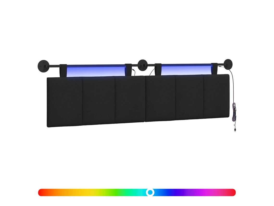 Conjunto 1 Cabeceira Suspensa Vidaxl Preto Veludo (190 X 55 X 5 Cm)