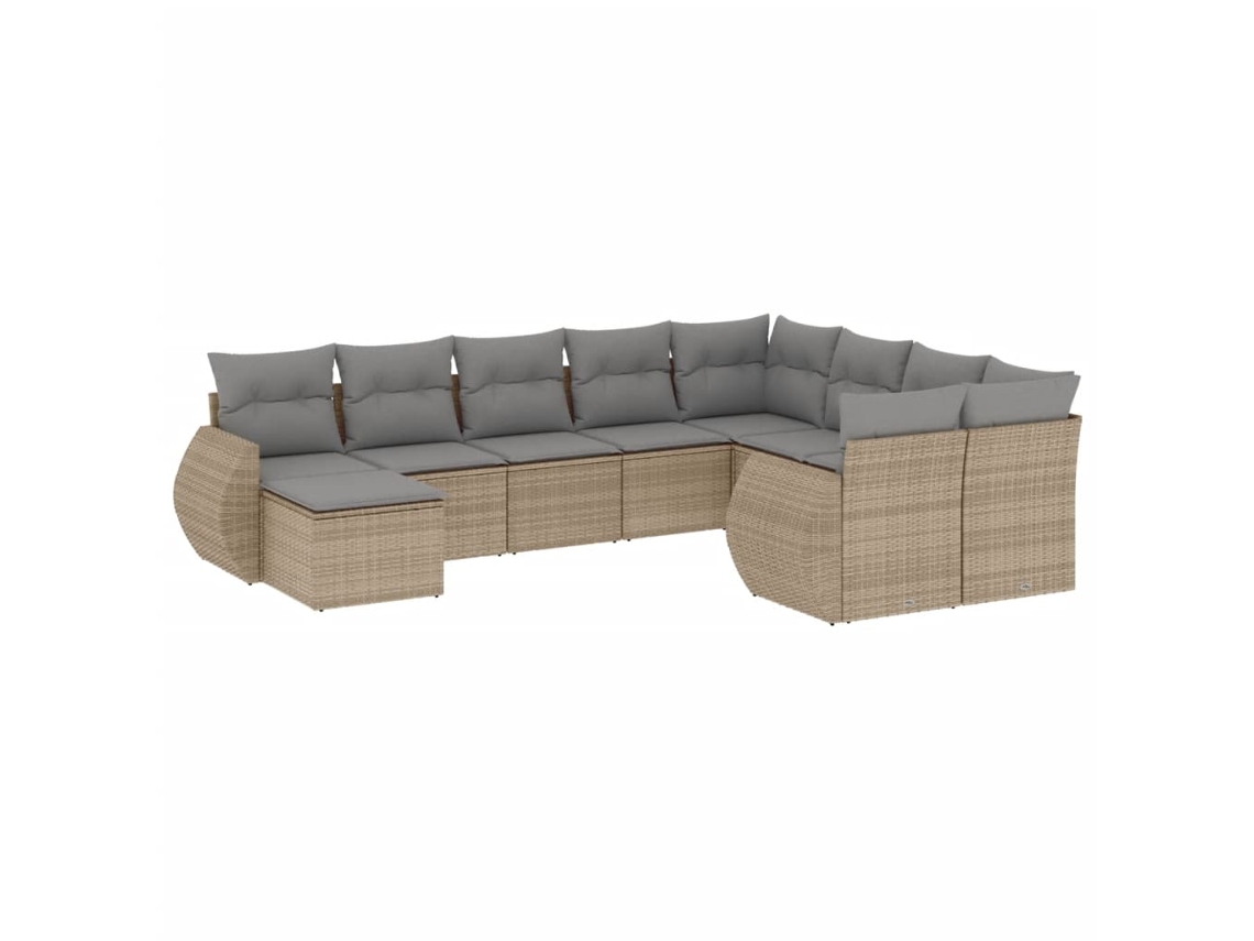 Maison Exclusive - 10 Pcs Conjunto De Sofás P/ Jardim Com Almofadões Vime Pe Bege