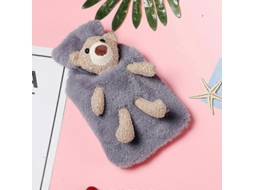 Bolsa de Água Quente com Capa Macia de Urso para Sacola de Dormir 1l Cinza