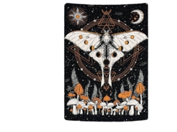 Tapiz Psicodélico Com Borboleta Polilla Sol Lua Eclipse Solar Lunar