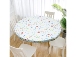 KOFIHETY Toalha De Mesa Redonda Impermeável Para Interior E Exterior Com Padração De Flores, Base Em Flanela E Elástico