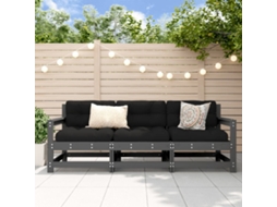 Vidaxl 3 Pcs Conjunto Lounge De Jardim Madeira De Pinho Maciça Cinza