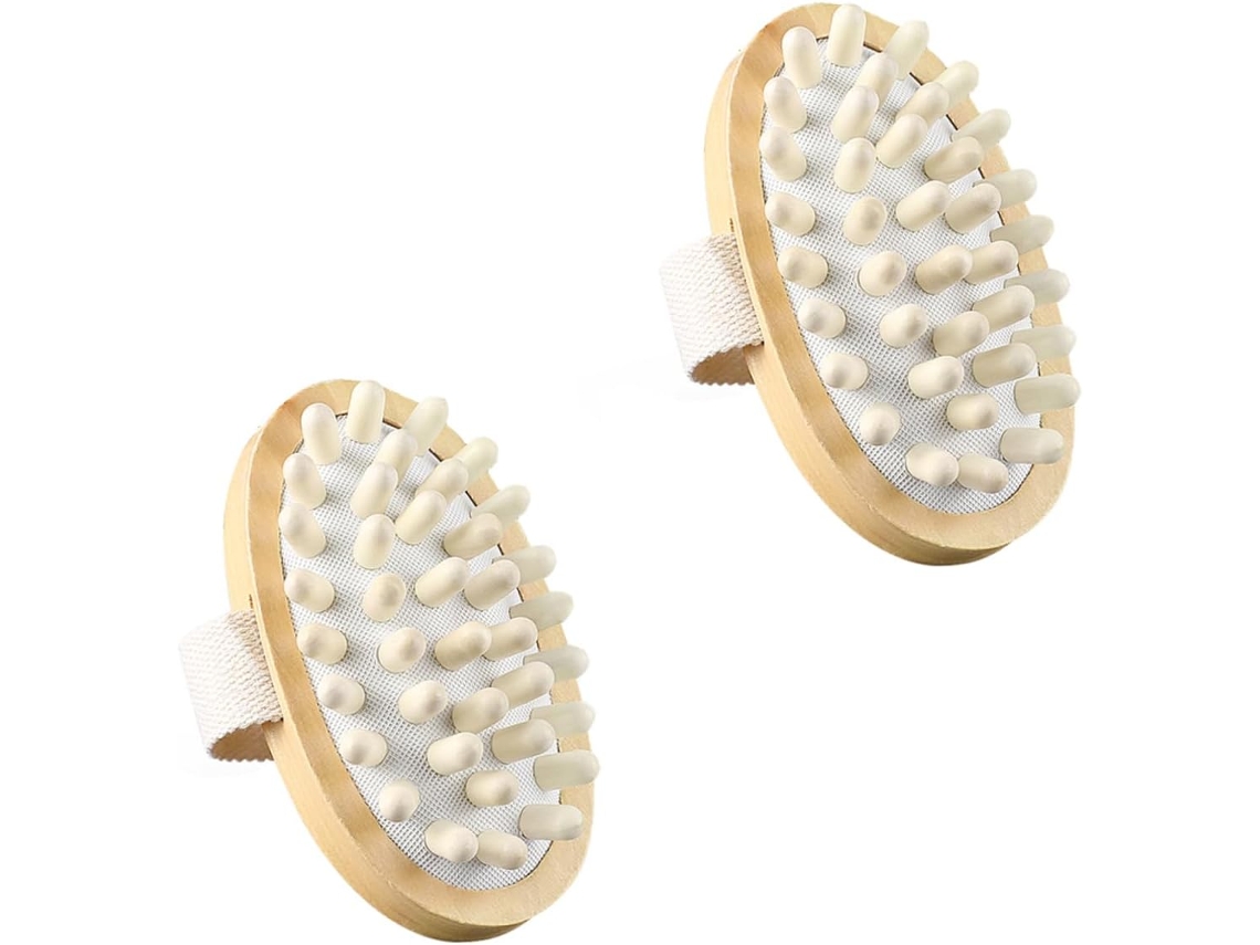 Escova De Massagem Beaupretty 2 Peças Com Esponja Esfoliante E Cabo Longo Para Banho, Relaxamento E Circulação, Material