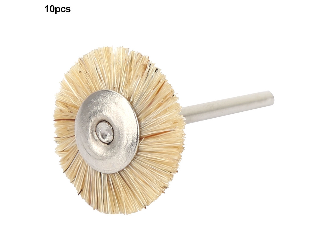 10 Peças De Escova De Polimento Desoxidante Com Cabo De Metal E Cabelo De Porco Branco 3*25mm Acessórios
