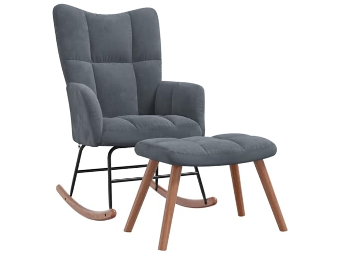 Rocking Chair With Stool, Rocking Chairs With Stools Vidaxl Cinzeto Veludo