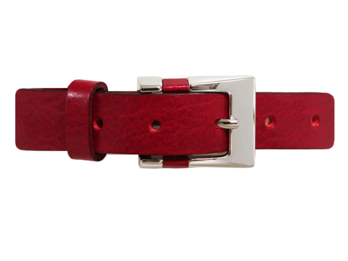 Cinto Feminino Vermelho De 25 Mm Em Pele De Vitelo