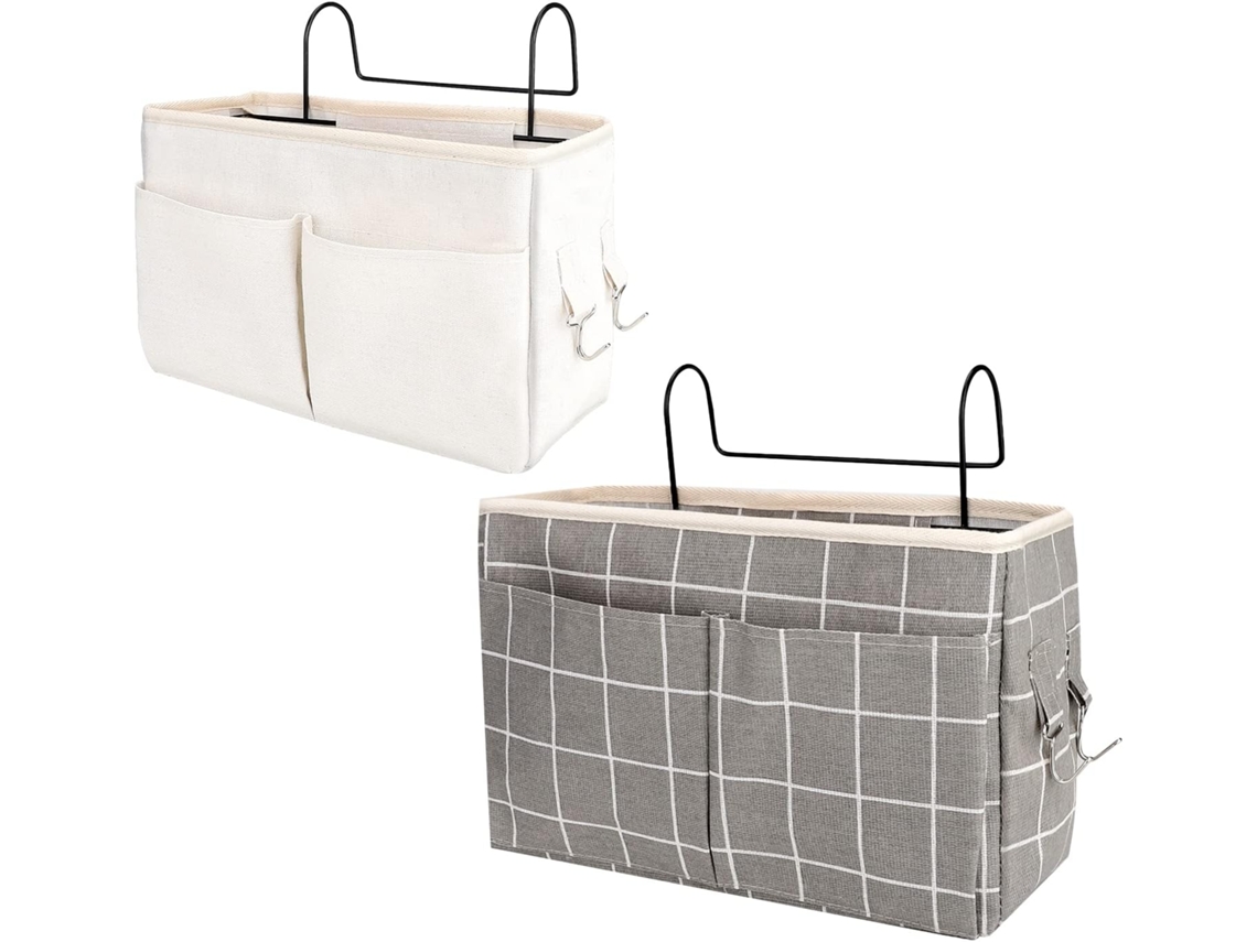 Lurelia Bolsa De Cabeceira, 2 Peças, Suspensa, Com Bolsos, Em Ferro, Para Cama, 30 X 19 X 10 Cm, Branco/cinza