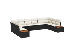Conjunto 10 Conjunto De Sofás Para Exterior Vidaxl Preto Vime Pe (344 X 209 X 85 Cm)