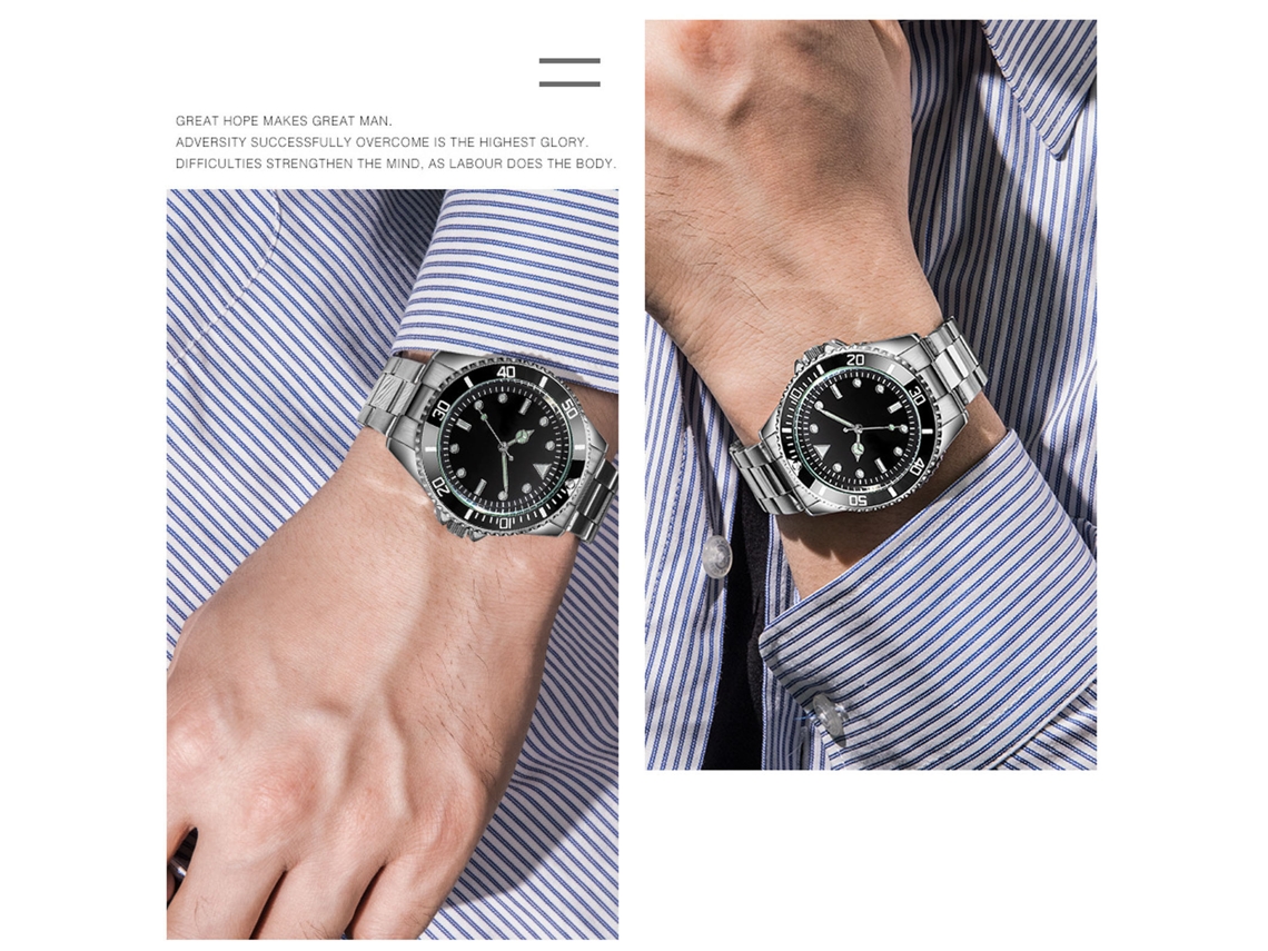 Relógio de Quartzo Masculino com Pulseira de Aço e Resistente à Água S/MARCA