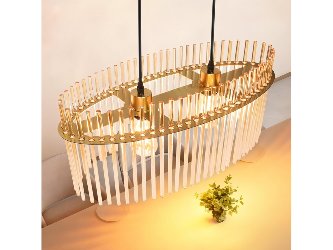Pendente E27 Vidro Dourado 2 Lâmpadas Para Cozinha Sala De Estar Zmh (sem Lâmpada)