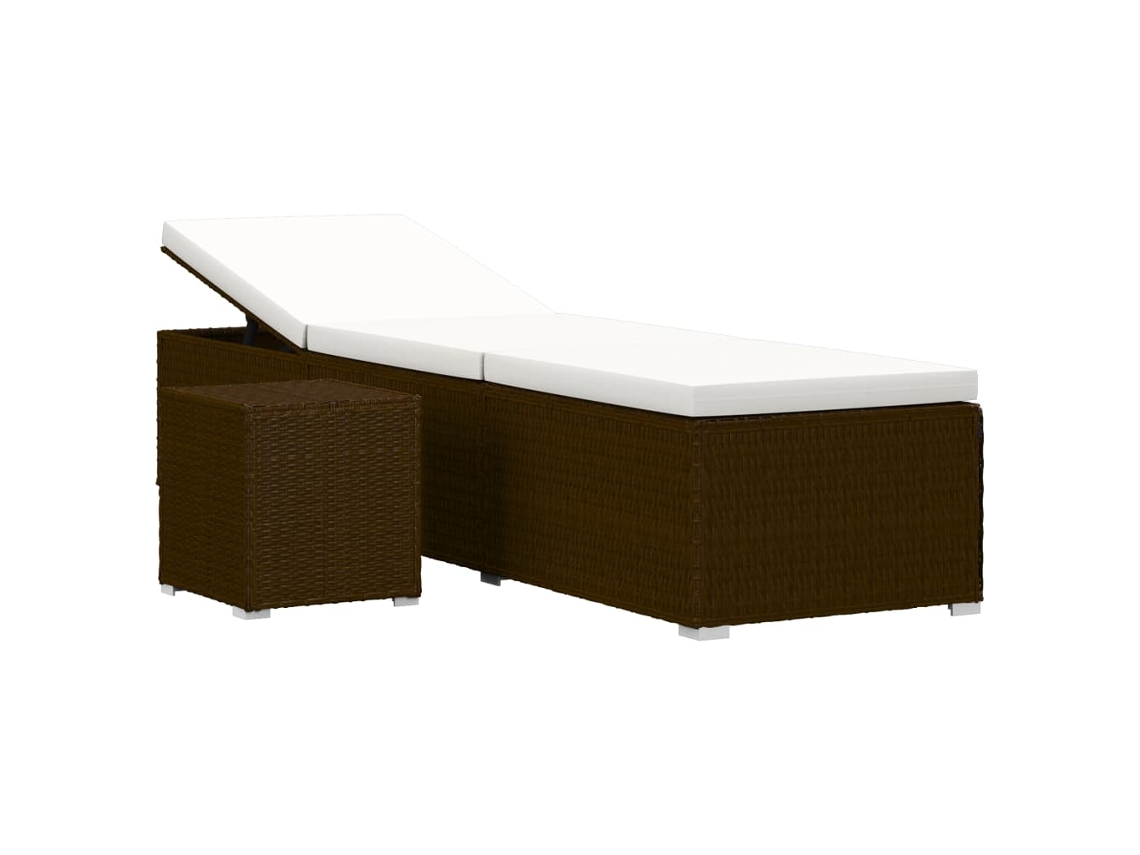 Maison Exclusive - Espreguiçadeira Com Almofadão E Mesa De Centro Vime Pe Castanho