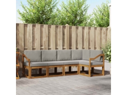 Vidaxl Conjunto De Sofás Para Exterior 5 Unid. Cinza Natural E Claro