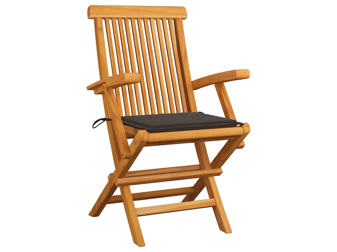Maison Exclusive - Cadeiras De Jardim C/ Almofadões Cinza-acast. 2 Pcs Teca Maciça