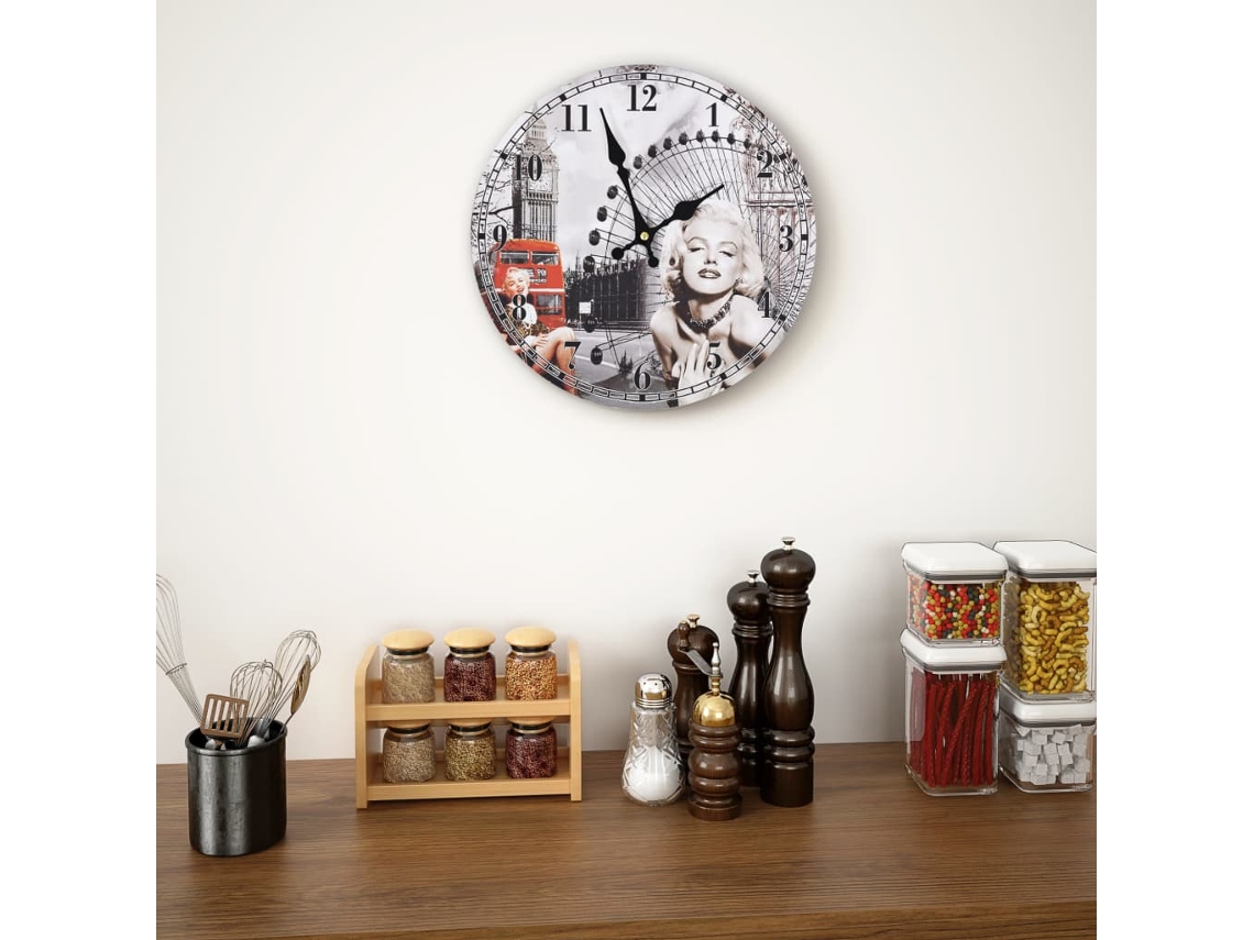 Vidaxl Relógio De Parede Vintage Marilyn Monroe 30 Cm