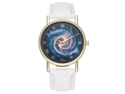 Reloj De Cuarzo Unisex Con Correa De Cuero Pu, Dial De Universo Y Números Romanos (blanco)