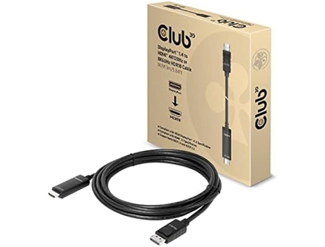 Cabo DisplayPort 1.4 para HDMI 4K120Hz ou 8K60Hz HDR10 3m M/M - CLUB 3D