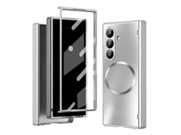 Capa Magnética De Pc Galvanizada Com Película De Vidro Temperado Prata Para Samsung Galaxy Z Fold7 5g