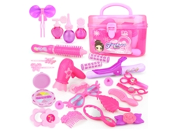 Primerox 24pcs Conjunto de Beleza para Meninas Brinquedo de Penteado Simulação Rosa