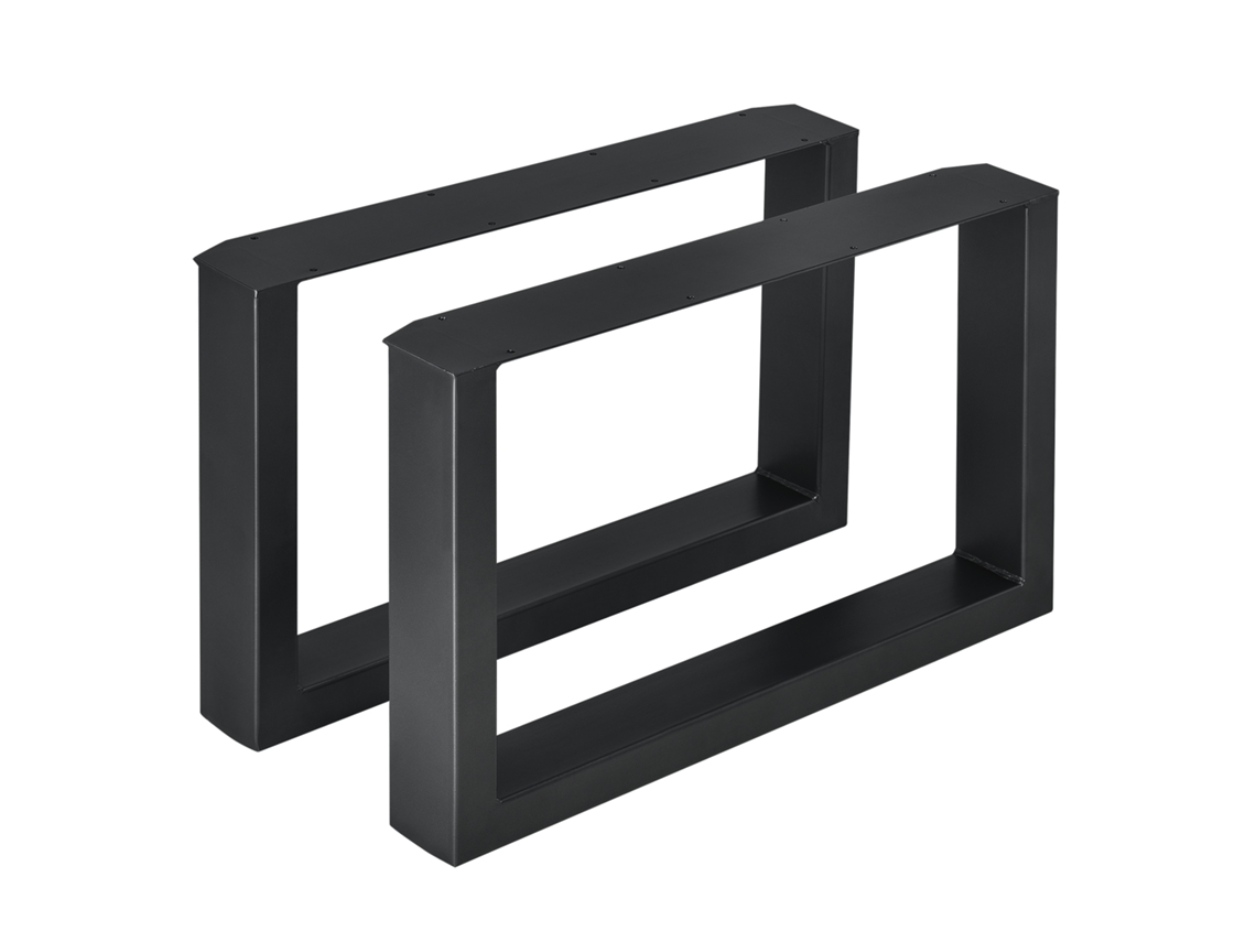 Set de 2 x patas de mesa de centro Makers - Acero - 64 x 40 cm - Negro [en.casa]
