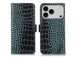 Capa Carteira Para Iphone 17 Pro Em Couro Legítimo De Crocodilo - Verde