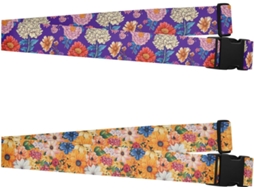 Conjunto De 2 Cintas Bagagem Com Estampa Floral Orquídeas Roxas E Peônias Altamente Duráveis Ajustáveis Acessórios