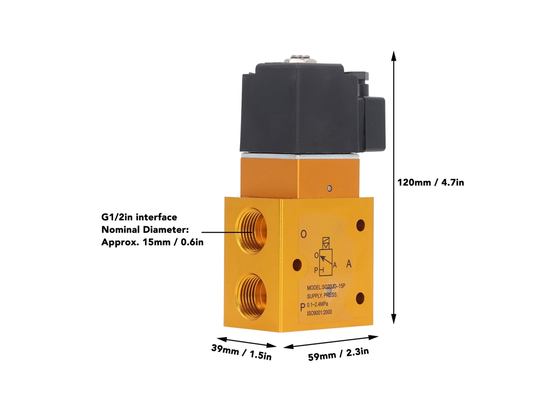 Válvula Solenóide Pneumática De Ar De 1/2 Polegada Laxiscreed, 2 Vias, 3 Módulos, Até 2.4 Mpa