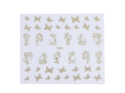 Sticker De Uñas 3d Com Design Floral Para Decoração De Manicura, Ferramenta De Esmalte Dourado Tb006