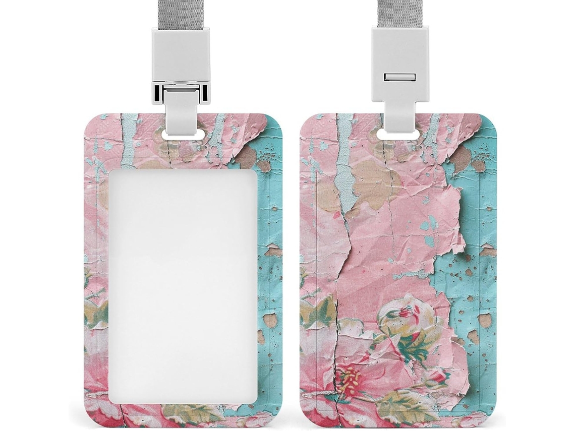 Clipe Crachá, Porta Crachá Charmoso Com Estampa Retrô Em Estilo Colagem E Cordão, Porta Cartão De Identificação