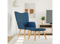 Vidaxl Cadeira De Descanso Com Banco Tecido Azul