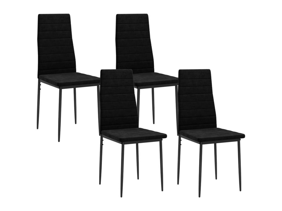 4er set de Cadeiras de Jantar BTFORUS, sem braços, estofadas, pernas de metal, preto