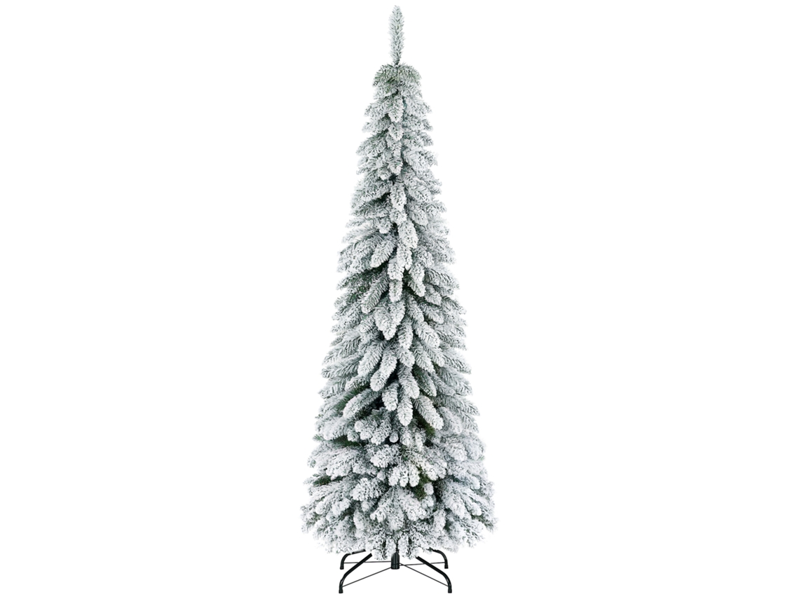 Árvore De Natal Coberta De Neve De 180 Cm Com 523 Galhos E Base De Aço Para Uso Interno