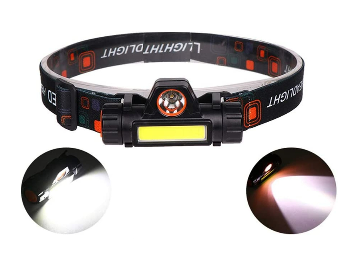 Lanterna de Cabeça,YIZHOOD Lantern-0003 Farol À Prova D'Água Ipx4 com Cob e Xpe Farol Super Brilhante Preto YIZHOOD