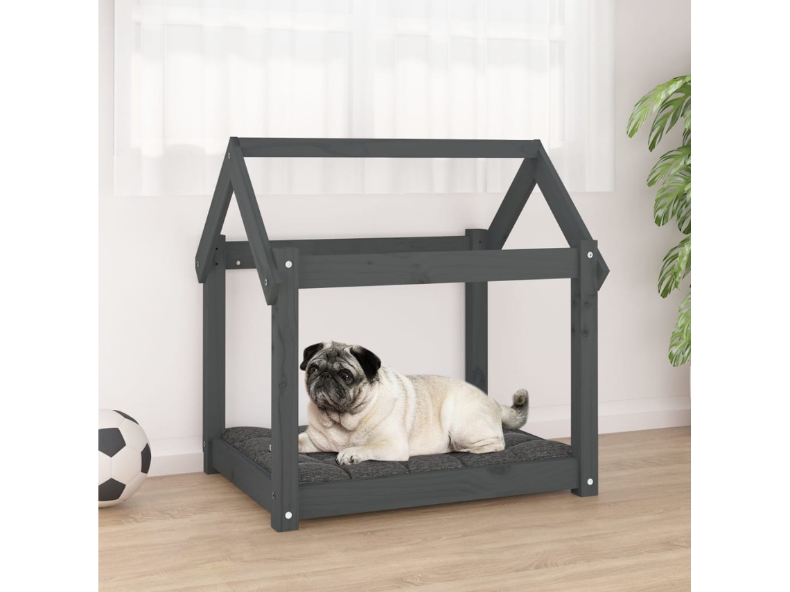 Vidaxl Cama 71x55x70 Cm Madeira De Pinho Maciça Cinza